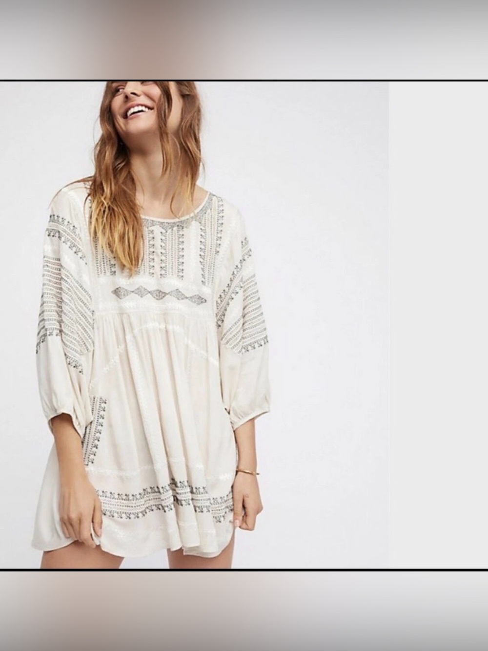 FREE PEOPLE Wild One Oversized  Embroidery Tunic